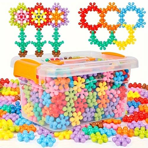 item picture 60 120 200pcs plum building blocks 3d snowflake building blocks diy interlocking puzzle tree trunk educational plastic assembly toy halloween christmas and quantities random