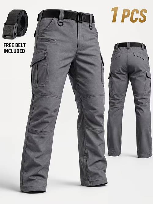 Pantalones tácticos de para hombre con múltiples bolsillos: pantalones de senderismo para exteriores transpirables, duraderos y de entallado para ( cinturón de cintura )