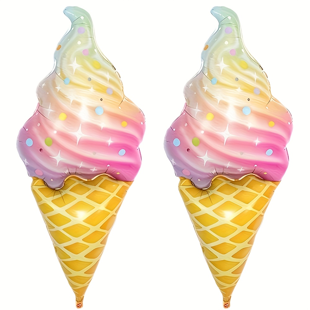 Image of Ice Cream Foil Balloons, Dessert Foil Balloons, Summer Hawaiian Party Decorations, Pool Party Birthday Decoration Props