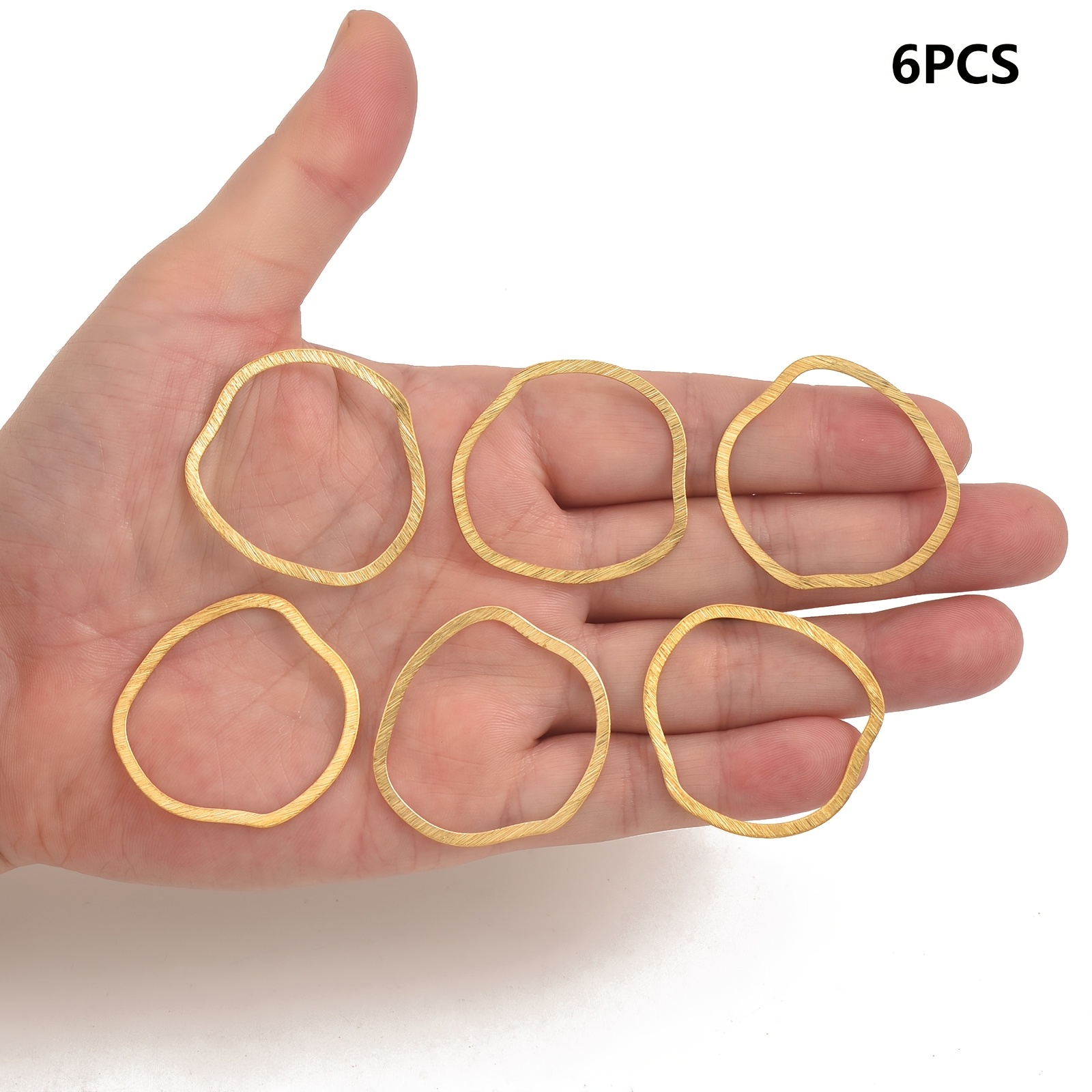 E-shop 6 Stück Messing Doppelseitig Gebürstet Unregelmäßige Runde Ring Strukturierte Metall Unregelmäßige Geometrische Kreisförmige Anhänger für Damen