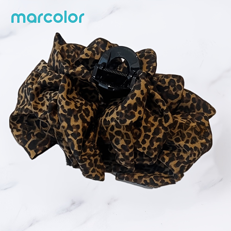 TEMU Marcolor Pinza de Cabello Leopardo con , Pinza Premium para Coleta en la Parte Posterior de la Cabeza, Accesorio de Cabello para Mujer con y