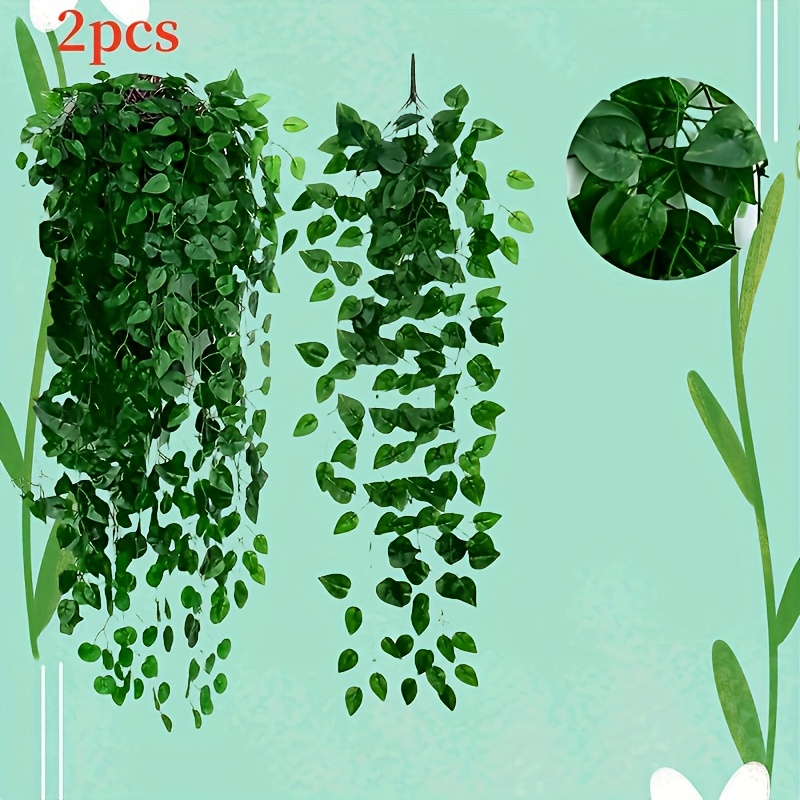 Image of 2pcs Of Faux Hanging Plants, Designed For Decoration, Artificial Potted Vines Suitable For Wall Decor In Homes, Living Rooms, And Indoor And Outdoor Settings, As Well As For Wedding Decorations
