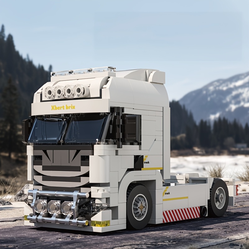 TEMU de construction de tête de tracteur-camion blanc, modèle d' de tracteur routier de fret simulé avec détails restaurés, ornement de bureau, jouet