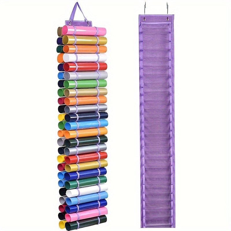 TEMU Vinyl Storage Organizer Pocket Chart, Pvc Hanging Holder With 48 Transparent Pockets For Heat Transfer Vinyl, Adhesive Film Rolls, Craft And Sign Making Supplies