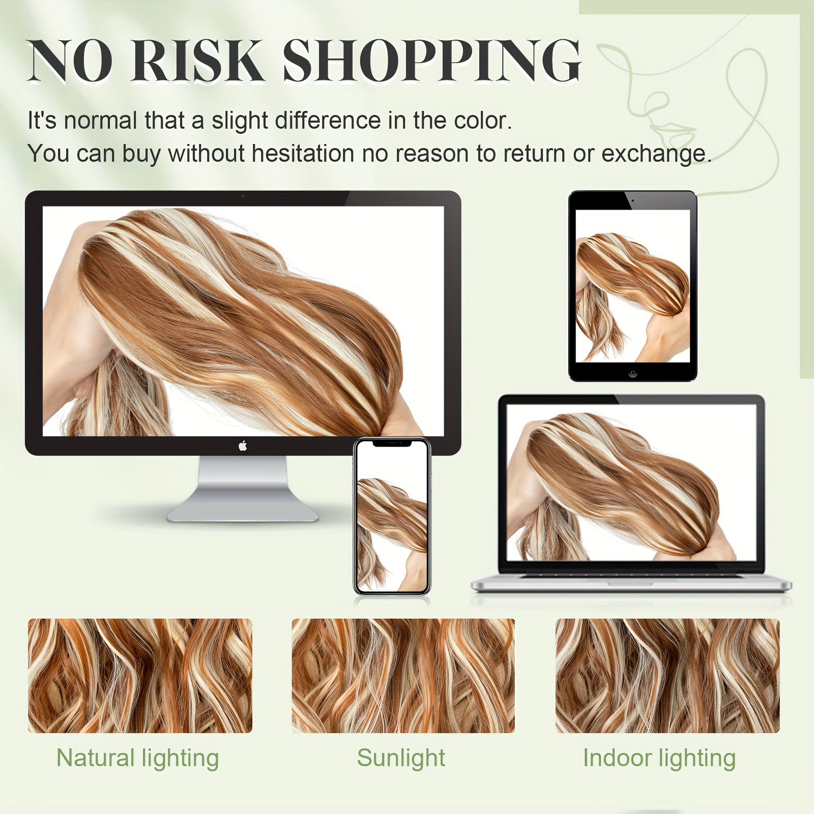 balayage 22 inch clip in hair extensions 4pcs long wavy thick highlighted clip in hairpieces curly synthetic   hair extension for women daily use brown bleach blonde black christmas and halloween gift details 8
