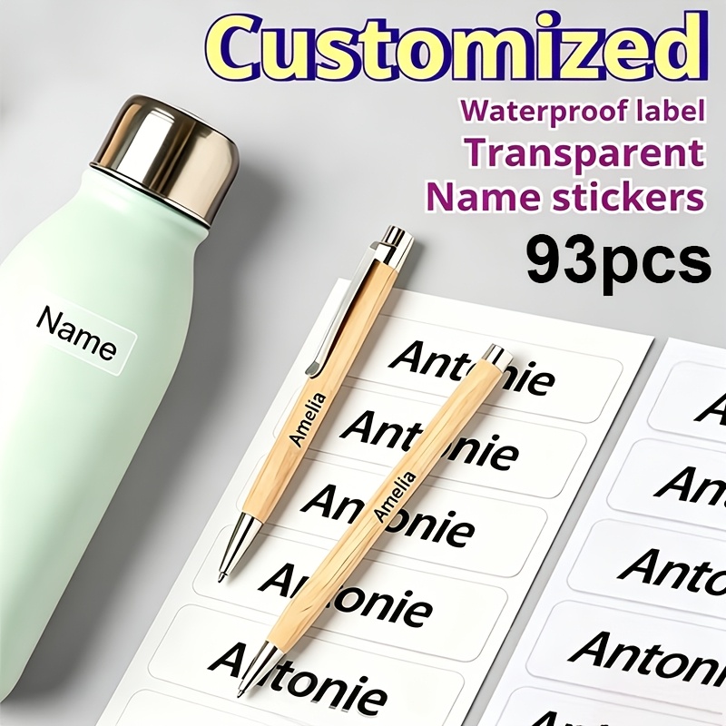 TEMU 45-900 piezas de etiquetas adhesivas de transparentes minimalistas prémium: diseños personalizables. tus útiles escolares, clasifica y organiza,
