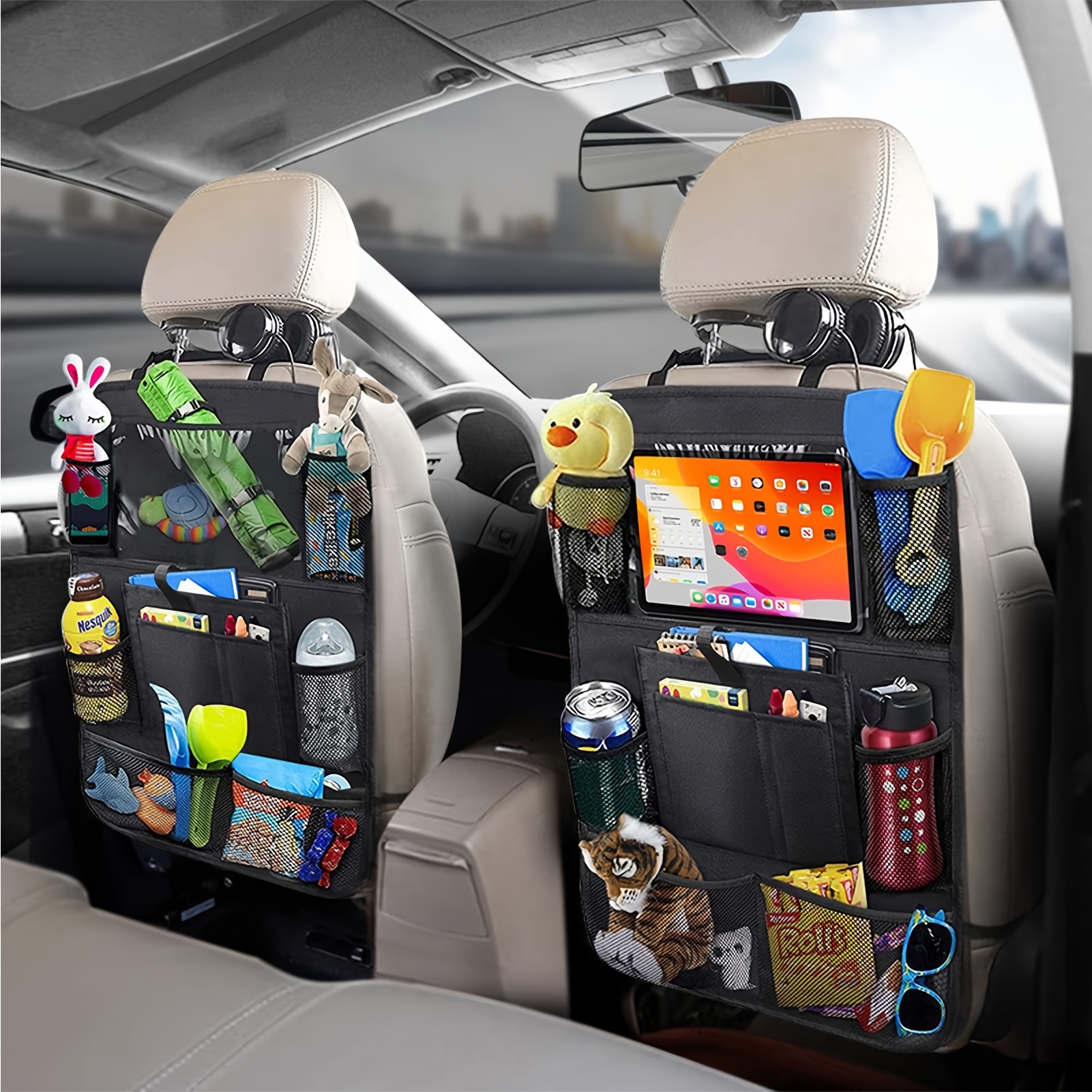 Sturdy Backseat Car Organizer -Safe Kids Storage Pocket Table