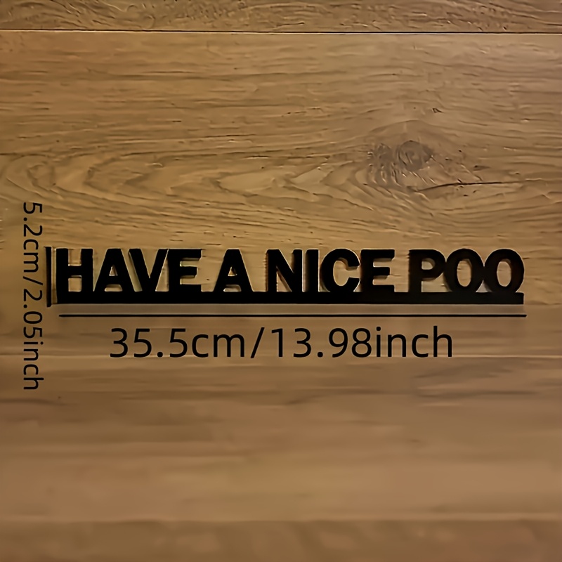 Image of 1pc " Poo" Humorous Wooden Door Sign - Retro Wall-mounted Bathroom Decor, No Electricity Needed, For Home Hallway, Rustic Style Bathroom Sign, Font, Wall Insert, Humorous Enthusiasts, Vintage Style