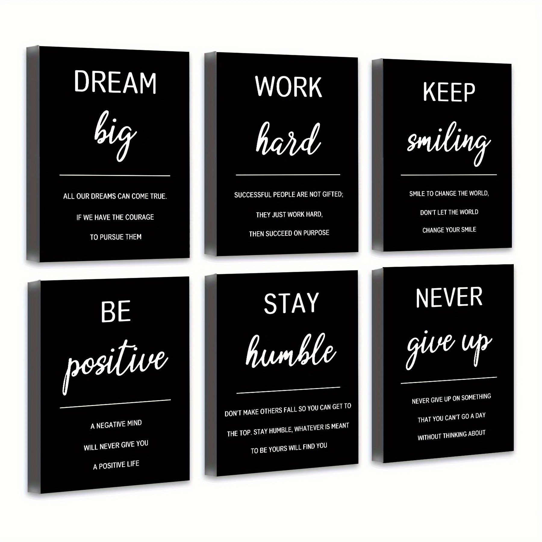 

Inspirational Office Framed Wall Art Motivational Wall Decor Quotes Wall Art For Living Room Encouraging Canvas Posters For Bedroom Sayings For Wall Decor - 8"x 10"x 6 Pcs