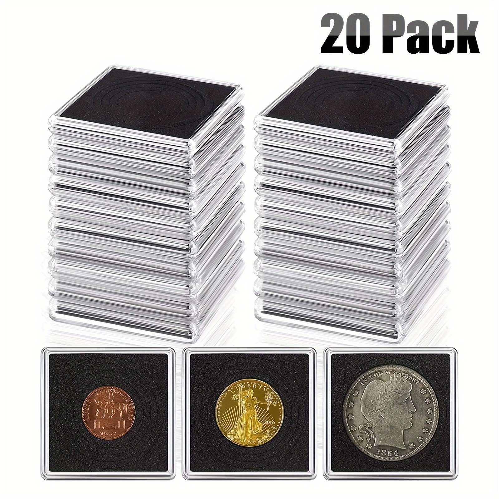 

20 Coin Capsule Protection Pads Coin Holder Storage Box With Adjustable Pads 5 Sizes 20/25/30/35/40mm Suitable For Commemorative , , Pennies, Badges, Stamp Storage Cards Display - For Coin Collectors!