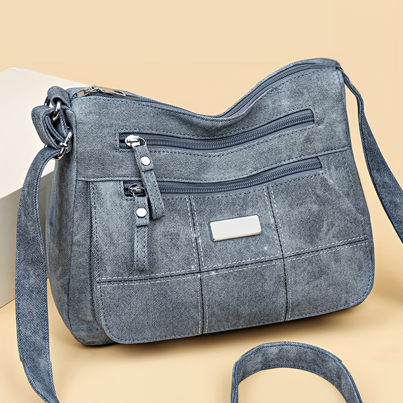 TEMU Retro-style Women's Shoulder Bag With Adjustable Strap, Featuring Multiple Pockets. This Shoulder Bag Is Spacious, Lightweight, And Versatile,