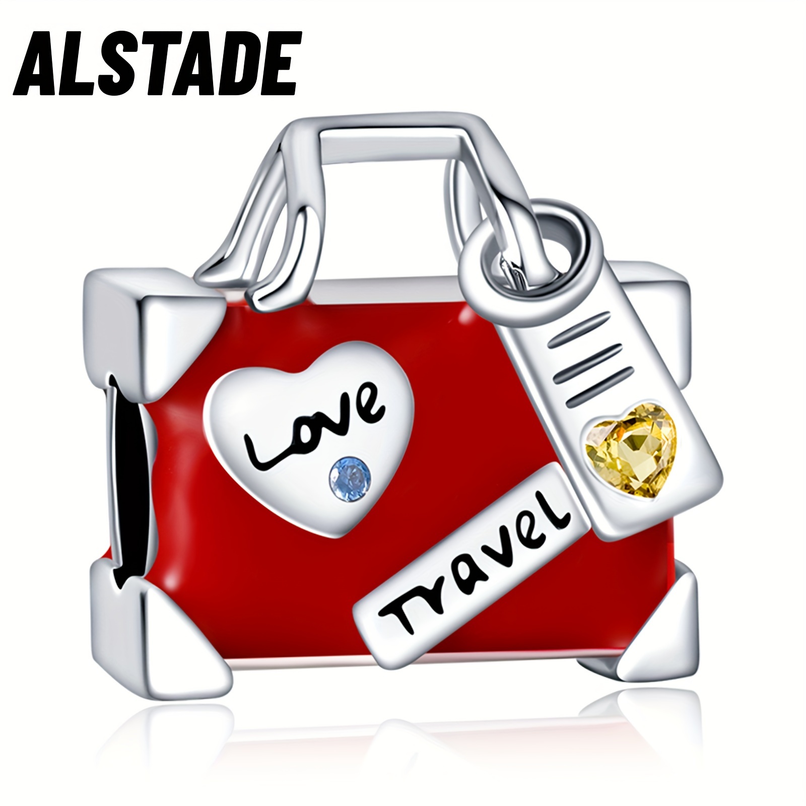 

S925 For Bracelets Love Travel Red Suitecase Charm Pendant Fit Bracelets Necklace Luxury Gift Diy Jewelry Making