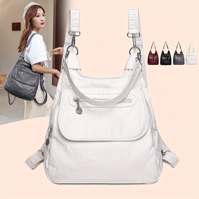 Moqueta Convertible para Mujer/Bolso de Hombro/Tote - Cierre con Cremallera, Compartimento Espacioso, Ligero para Trabajo y Viaje - Disponible en Blanco, , Rojo, Gris - Bolso Minimalista, Bandolera, Textura Suave