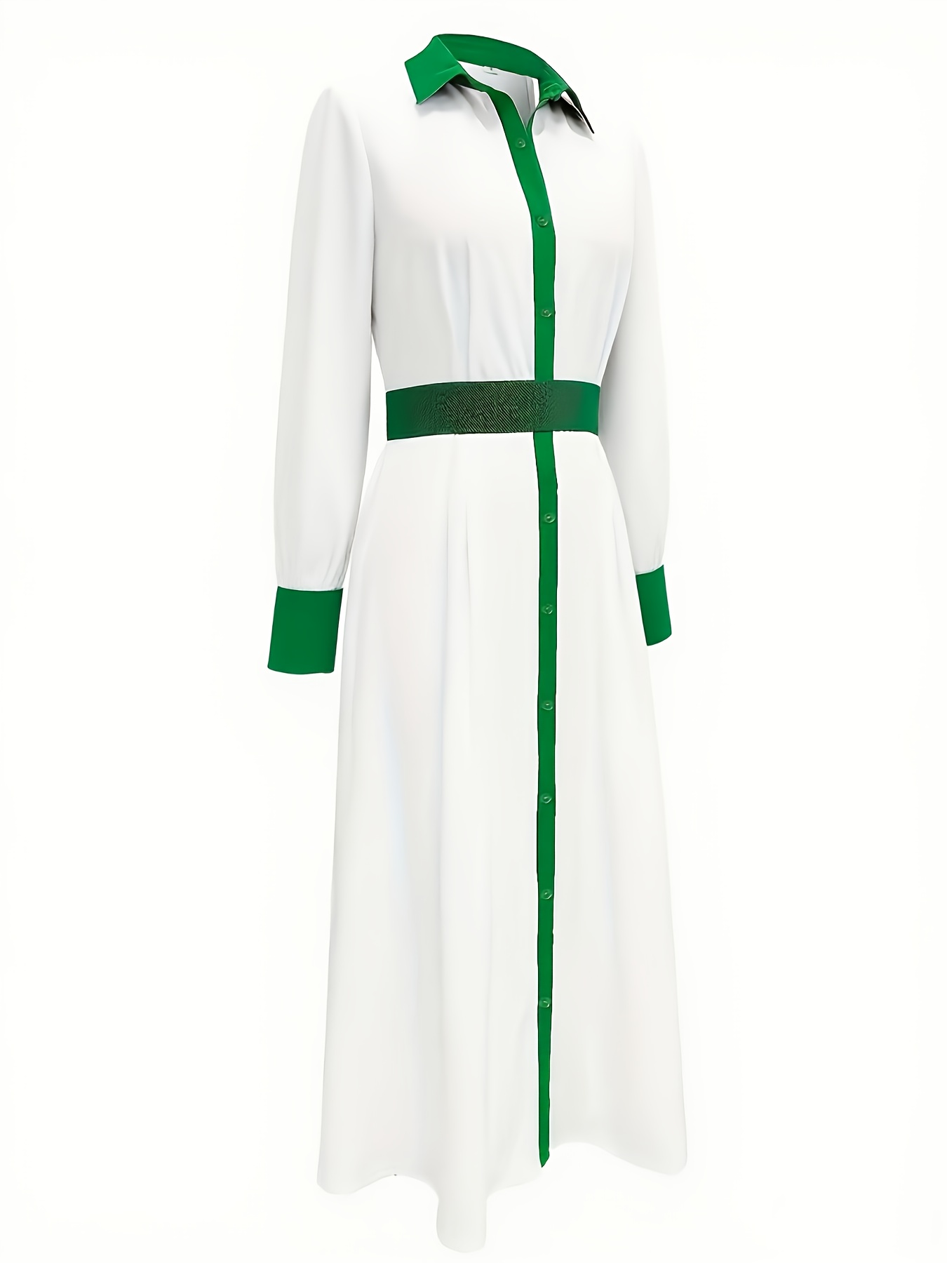 green and white plus size dress Odbmxy Womens Dresses Plus Size Shirt Dress Long Sleeve Green Midi Dresses for Women Summer Striped Loose Dresses, Women's, Size: 3XL