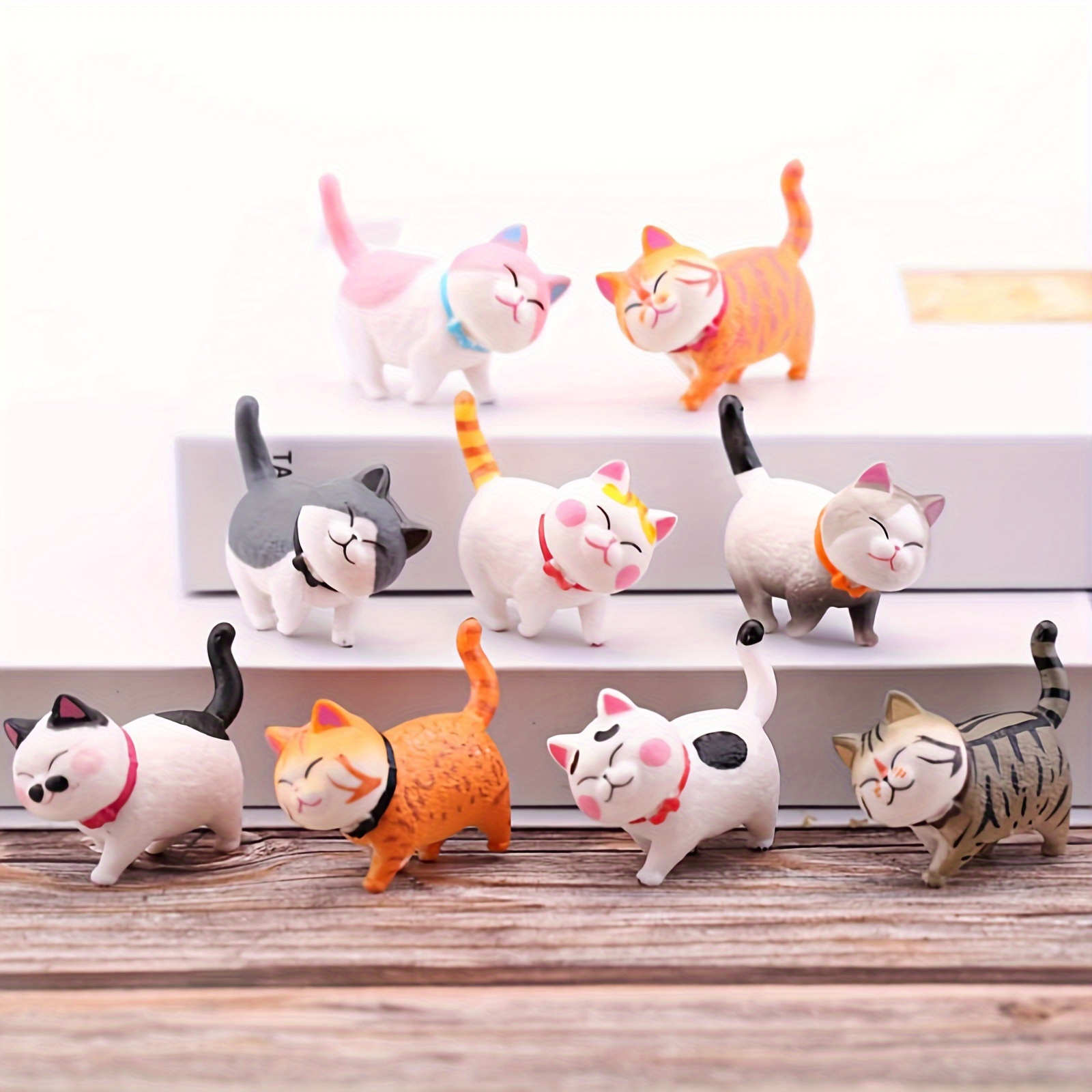 9pcs Cat Figure, Miniature Mini Cat Figurines, Kitty Figures Toy Set, Cake  Topper, Easter Eggs Desk Decoration, Succulent Plant Pot Decoration Birthda