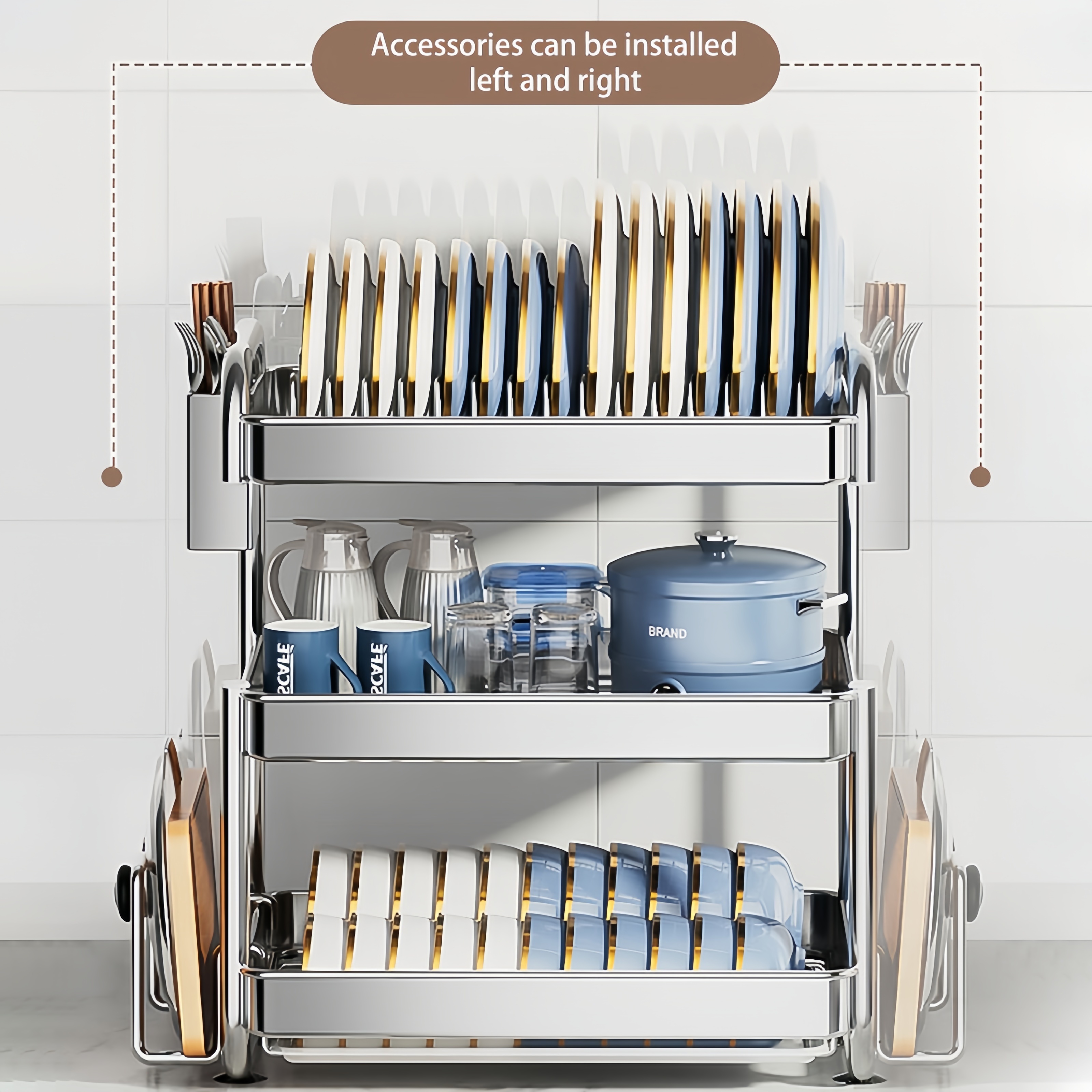 stainless steel dish drying rack space saving dish rack dish racks for kitchen counter stainless steel kitchen drying rack with a cutlery holder Product details 3
