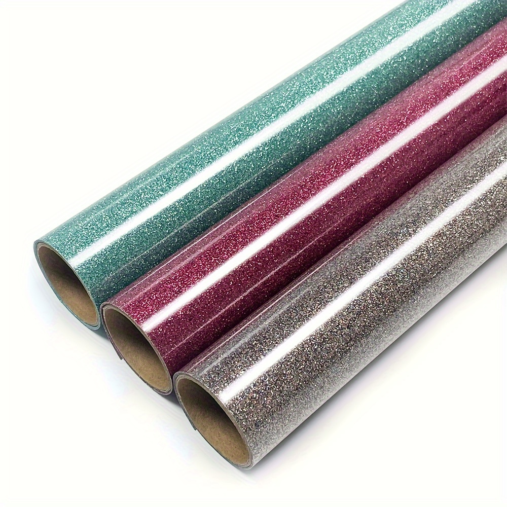 Heat Transfer Vinyl Roll - 12" X 12" X 3pcs - Glitter Combo Vinyl, Easy To Cut And , Heat Transfer Film
