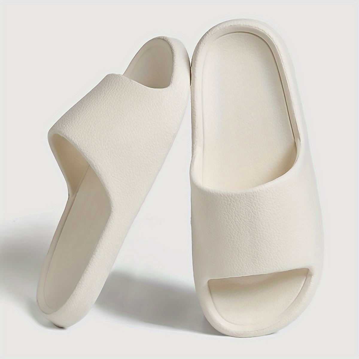 2024 New Fashion EVA Slip-On Slides, Comfortable Soft Thin Sole, Faux Texture, All-Season Casual Home Bath Beach Sandals, Solid Color, Universal Fit, Casual Daily Wear