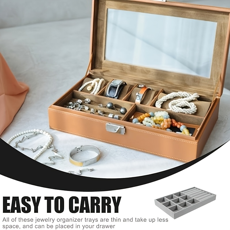 Oak Grey 2pcs Velvet Stackable Jewelry Box Set