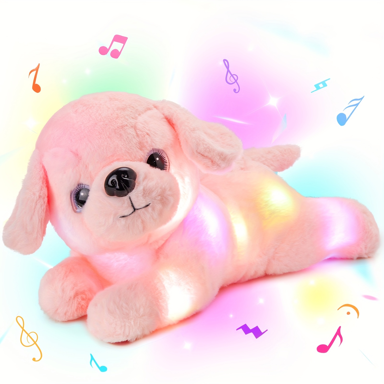 TEMU Adorable Plush Toy Of A Pink Puppy That And Plays Music (battery Not Included), Perfect For Kids As A Gift For Christmas, Valentine's Day, Or