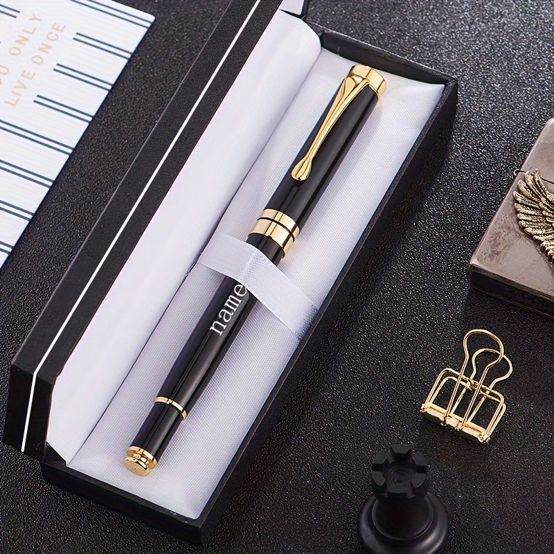 

Personalized Metal Ballpoint Pen Set With Gift Box, Refillable Medium Pen, Click-off Cap, Round Body, Suitable For Office And Business Use, Ideal For Father's Day And , 14+