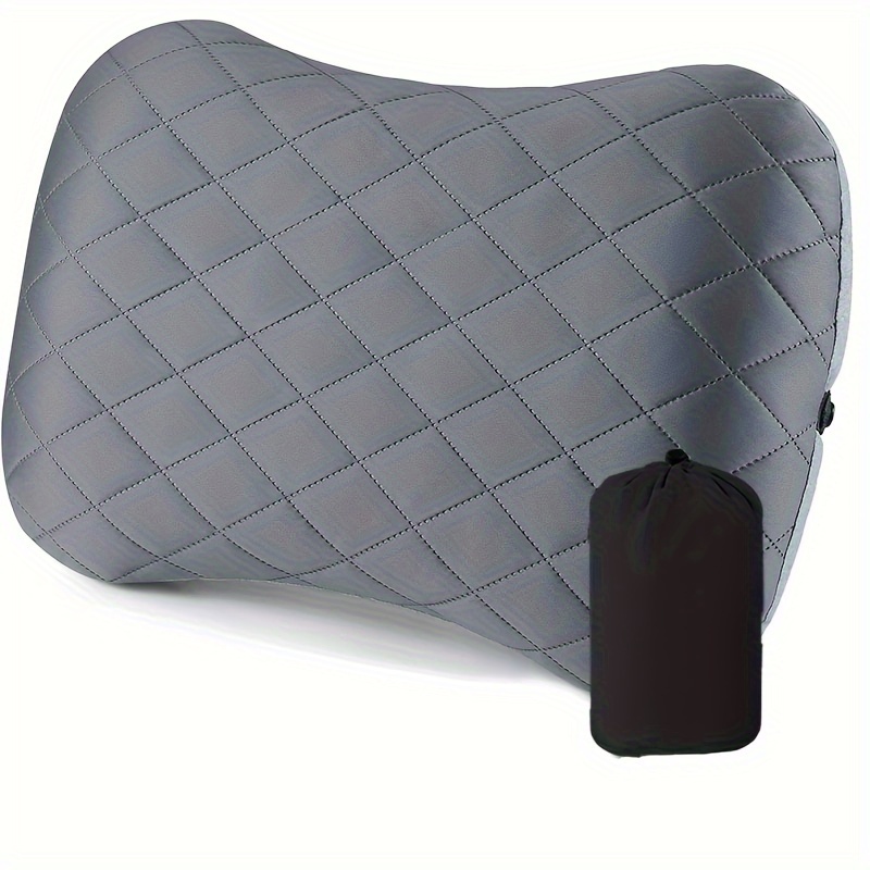 Image of 1pc Removable Inflatable Travel Pillow, Camping Pillow, Pillowcase, Ergonomic Inflatable Camping Pillow, Ergonomic Inflatable Camping Pillow For Adults Neck And Lumbar Support, Hiking, Beach