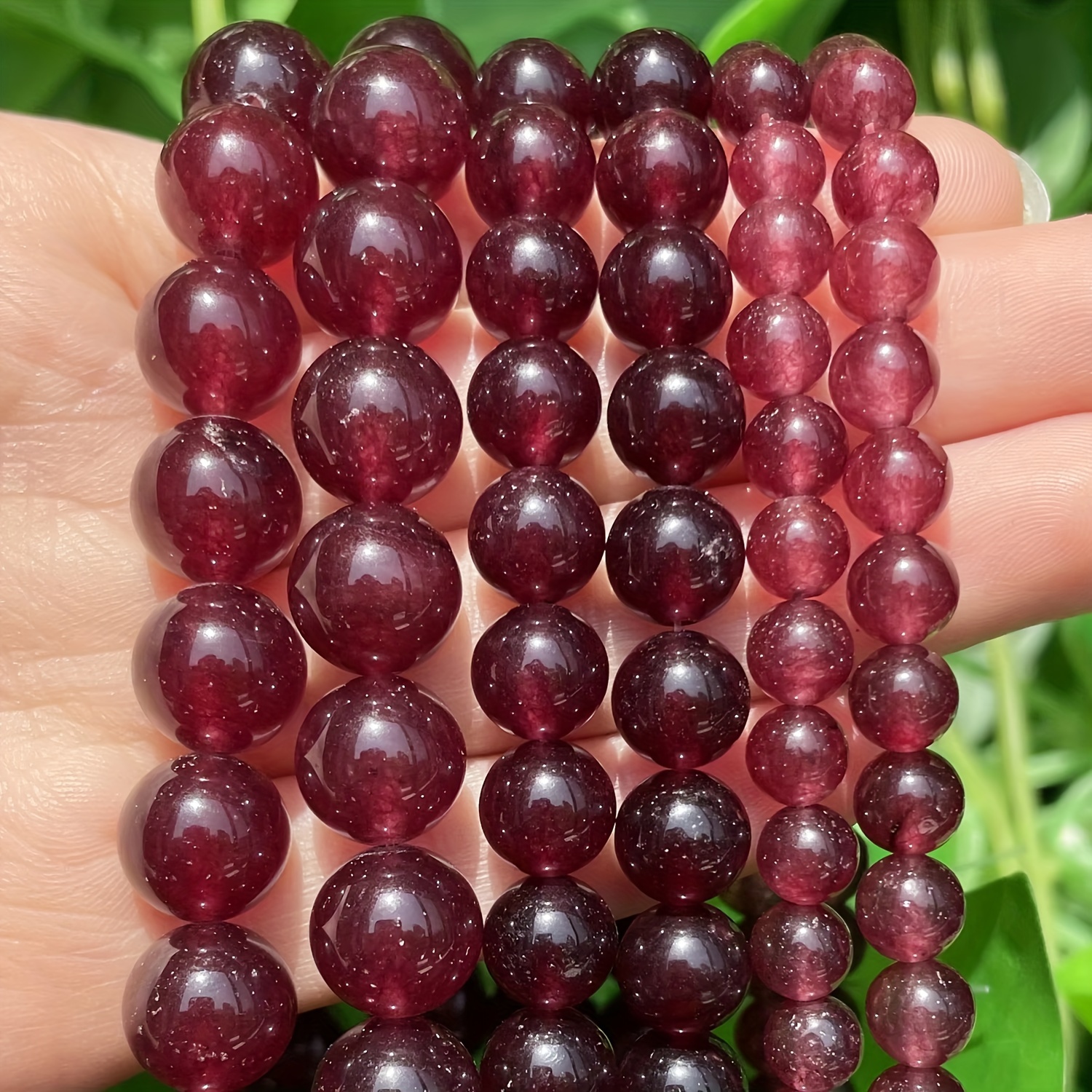 

1 Strand Red Chalcedony Beads, 6-12mm Natural Stone Round Loose Spacer Beads For Making, Bracelet Crafting Accessories