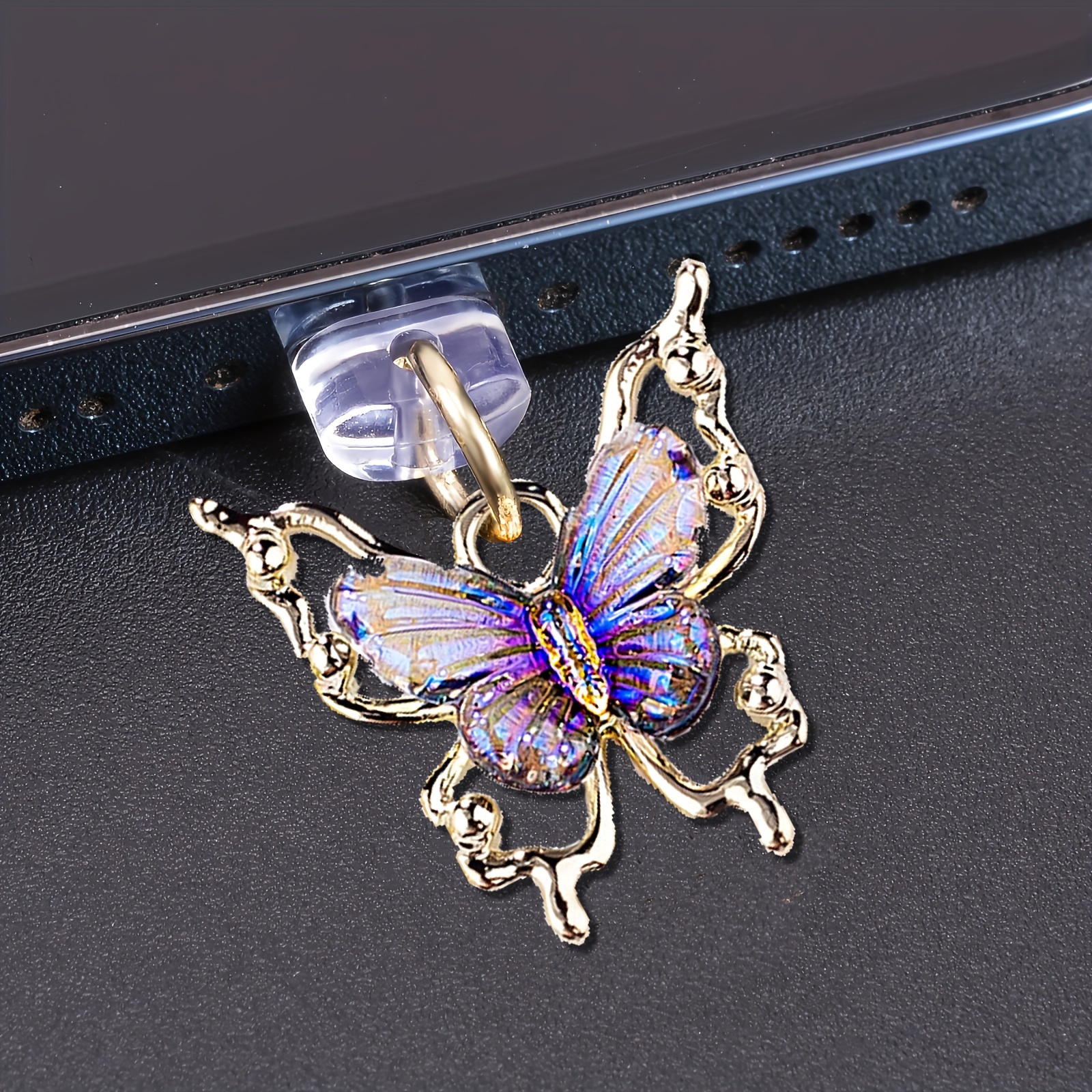 1pc Mobile Phone Dust Plug, Alloy Gradient Pendant Dust Plug, Mobile Phone Decoration Charms - Decorate Your Phone, Preventing From Entering!
