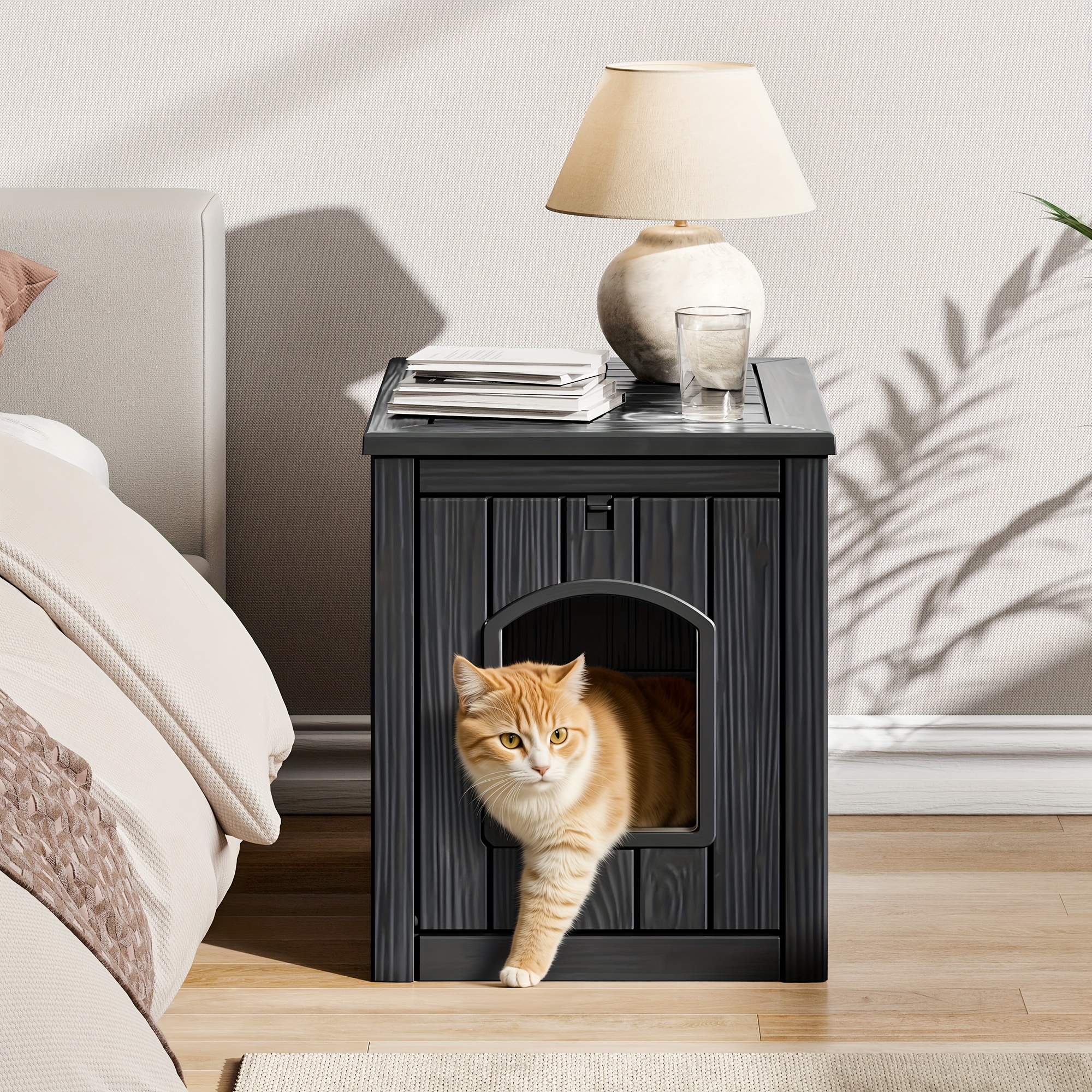 TEMU Easy-to- Litter Box, Large Capacity Resin Cat Litter Box, With , Well-ventilated Cat House, Suitable For Small/medium Pets, Easy To Assemble Cat