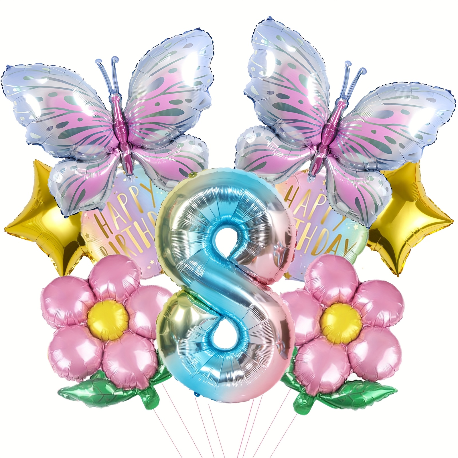 A Set Of 9 Balloons Featuring Numbers , Perfect For Decorating Birthday Parties., For Halloween, Christmas