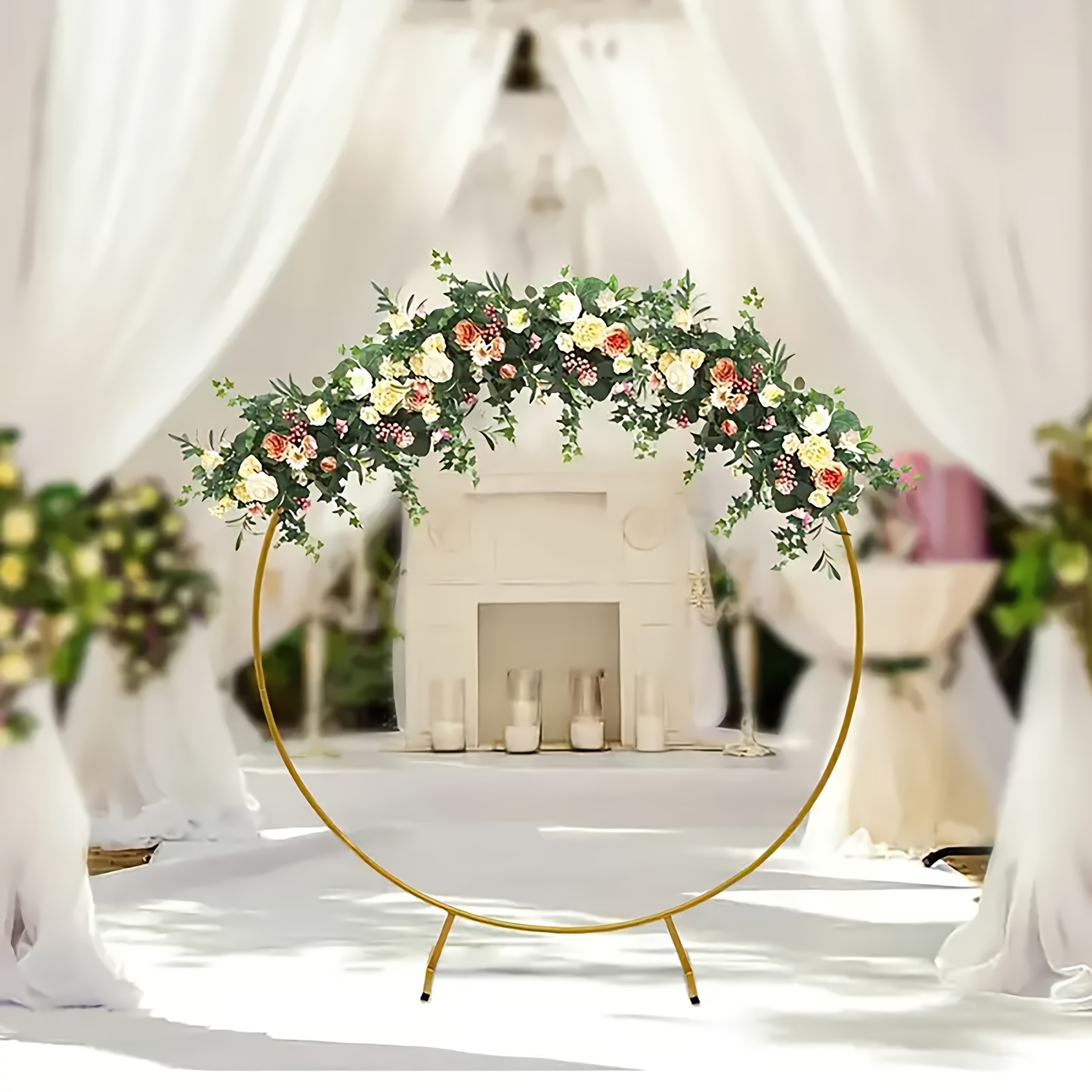 7.2ft Gold Wedding Arch Stand - Metal Backdrop For Flowers, Balloons, Party & Garden Decor
