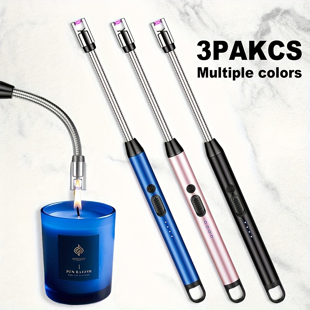 3pcs usb rechargeable   candle lighter electronic   lighter windproof stove ignition outdoor kitchen tool outdoor survival windproof lighter bbq camping lighter