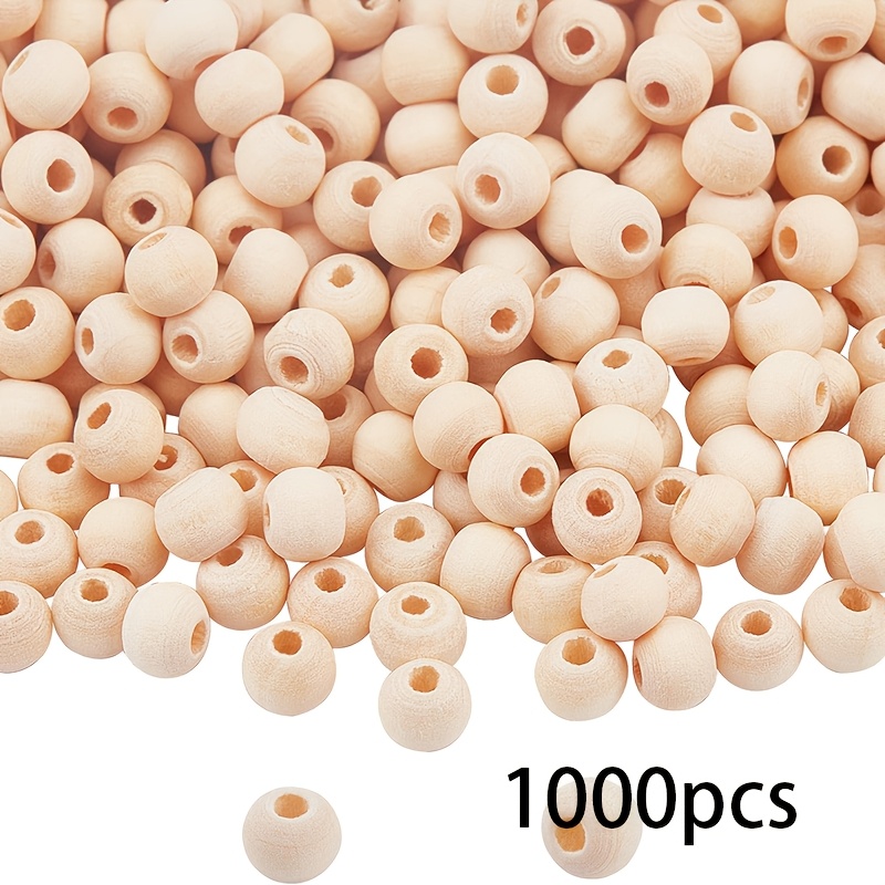 TEMU 1000 Natural Wooden Beads, 6mm Round Wooden Beads, Loose Beads, Used For Decorations, Farmhouse-style Christmas Tree Decorations, And Bracelets.