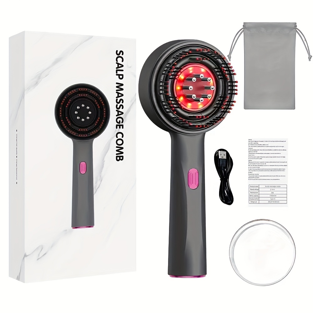 1pc rechargeable electric scalp massager comb plastic   with 1400mah polymer battery 2 in 1 aromatherapy applicator relaxation head massage with vibration 3 massage   for home   hair types adults valentines day gift