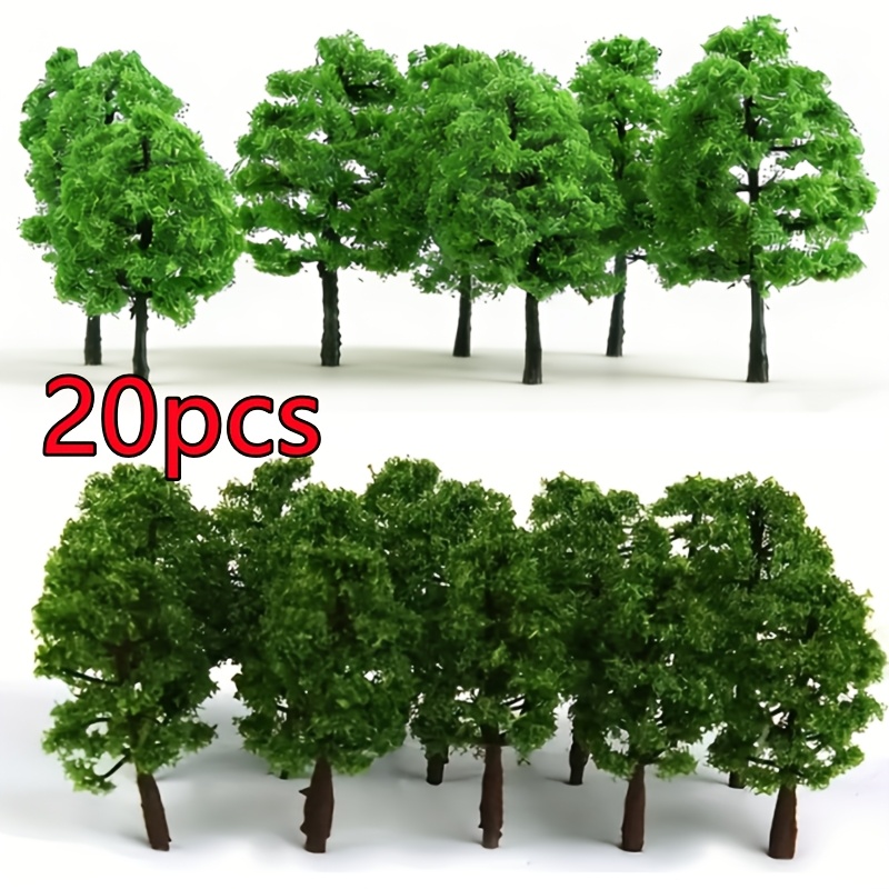 20 Model Trees For Sand Table Simulation (10 Trees At 5cm + 10 Trees At 7cm) For Miniature Landscape Garden Decoration, Railway Model Trees, Simulating Scenes Handmade With Durable