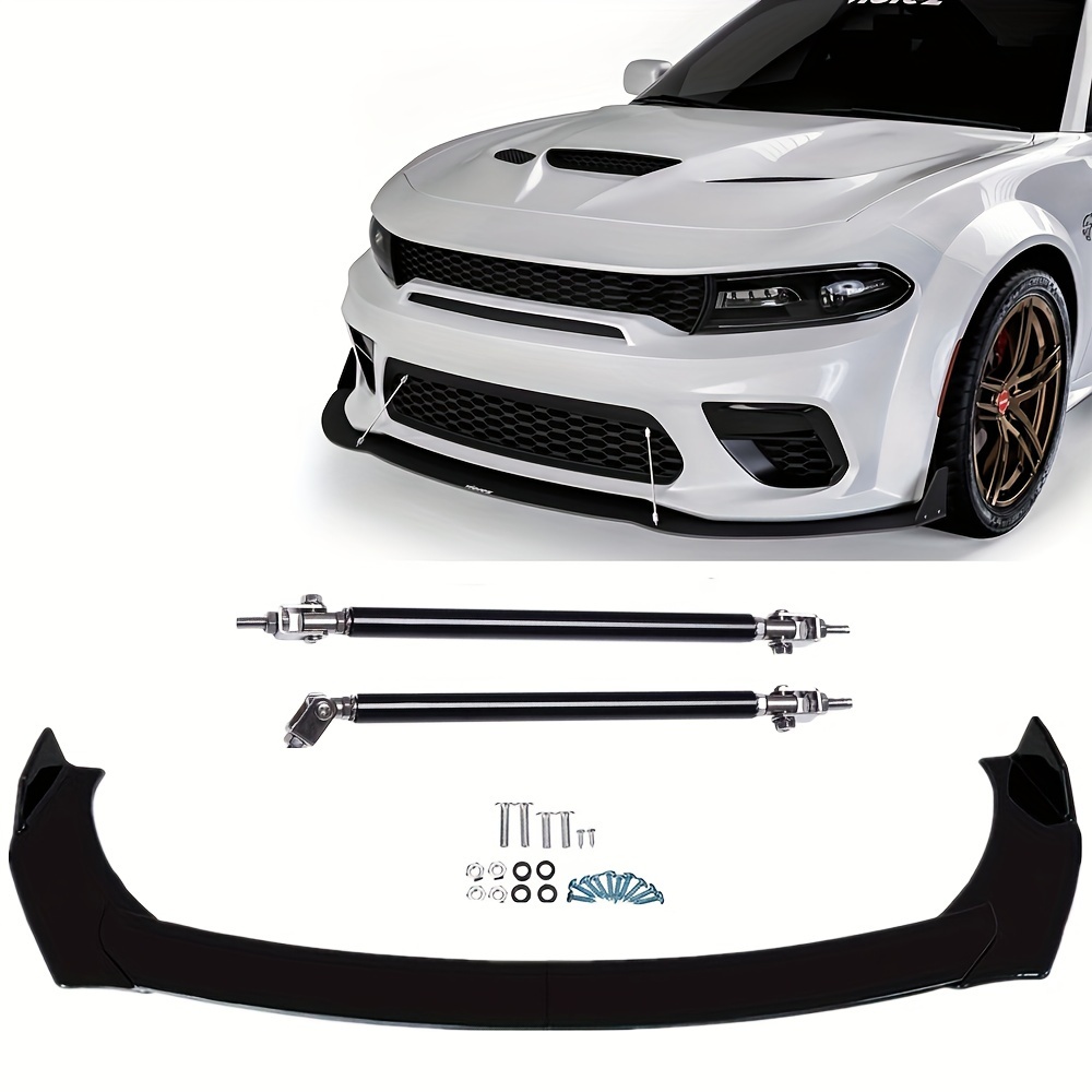 TEMU Car Front Bumper Lip Chin Spoiler Splitter Body Kit+strut Rods