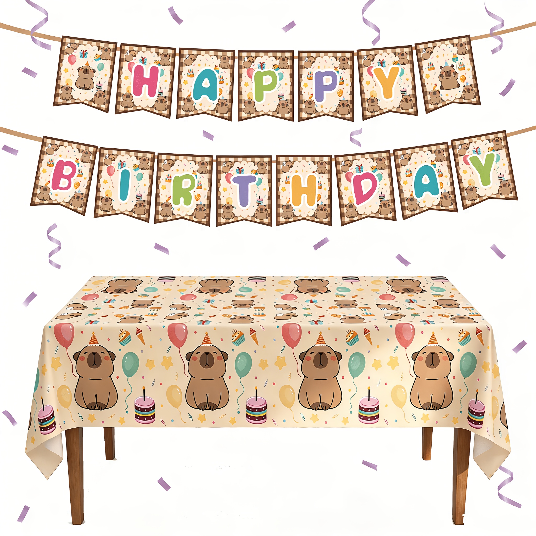 E-shop Capybara 16-teiliges Themenparty-Banner und Tischdecke, für Partydekorationen zu Anlässen wie Valentinstag, Geburtstage, Neujahr und anderen