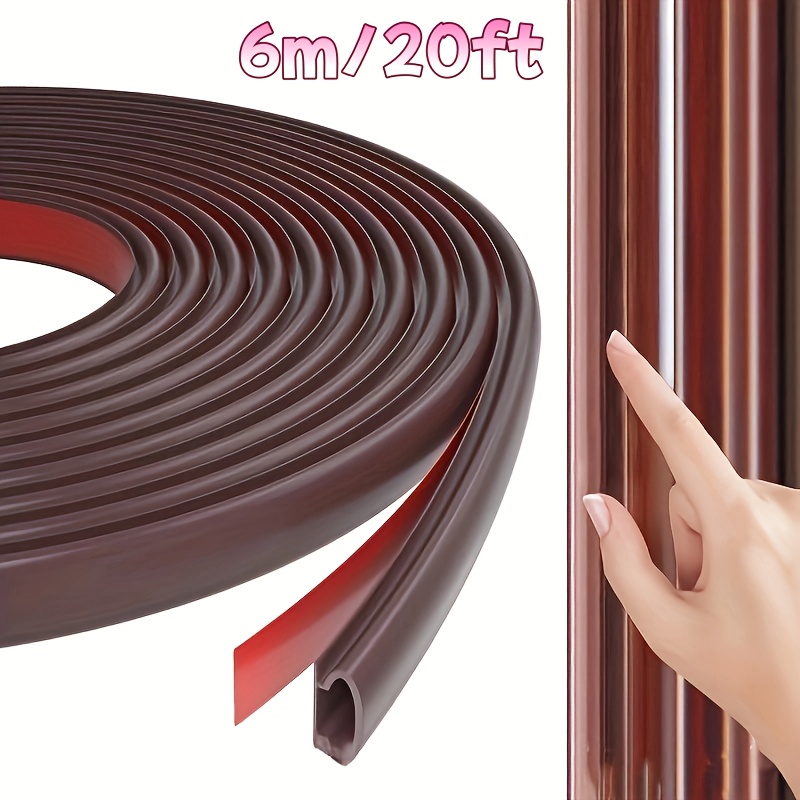 6m/20ft Brown D-shaped Weatherstrip Door Window Insulation, Cold-proof Soundproof Sealing Tape, Self-adhesive Weatherstrip, Windproof Car Door Seal