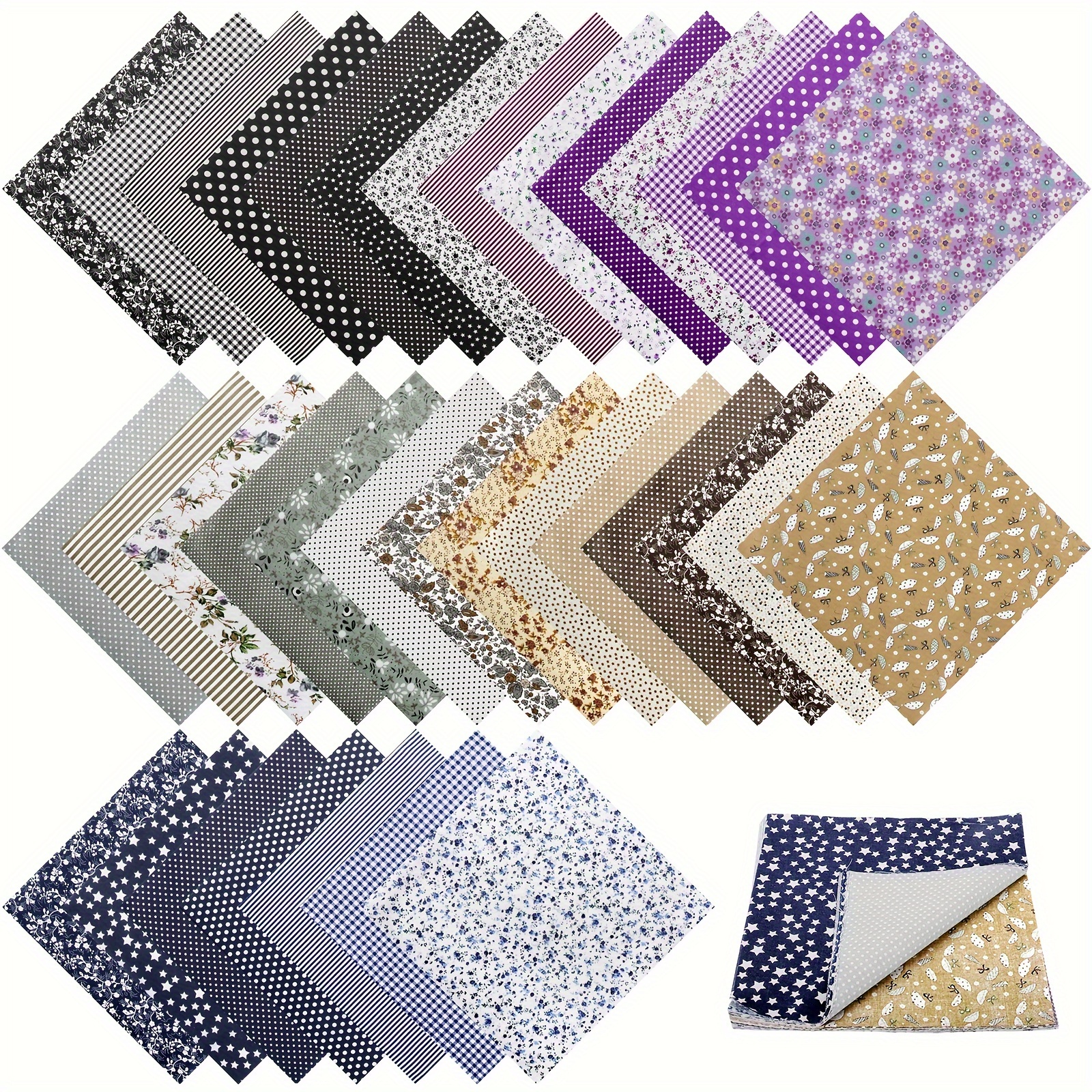 

35pcs Handmade Diy Cotton Cloth, Patchwork Cloth Set, 9.8'' X 9.8'' Quilt Fabric, For Diy Craft, Sewing, Scrapbooking