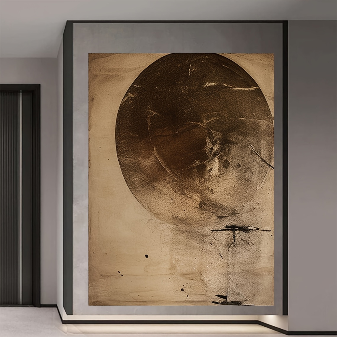 Mhemyo Hand-Painted Abstract Brown Textured Canvas Wall Art - Minimalist Neutral Brown Hand-Painted Suitable for Modern Farmhouse,, Scandinavian Decor - Textured, Warm Brown Tones, Versatile Neutral Palette