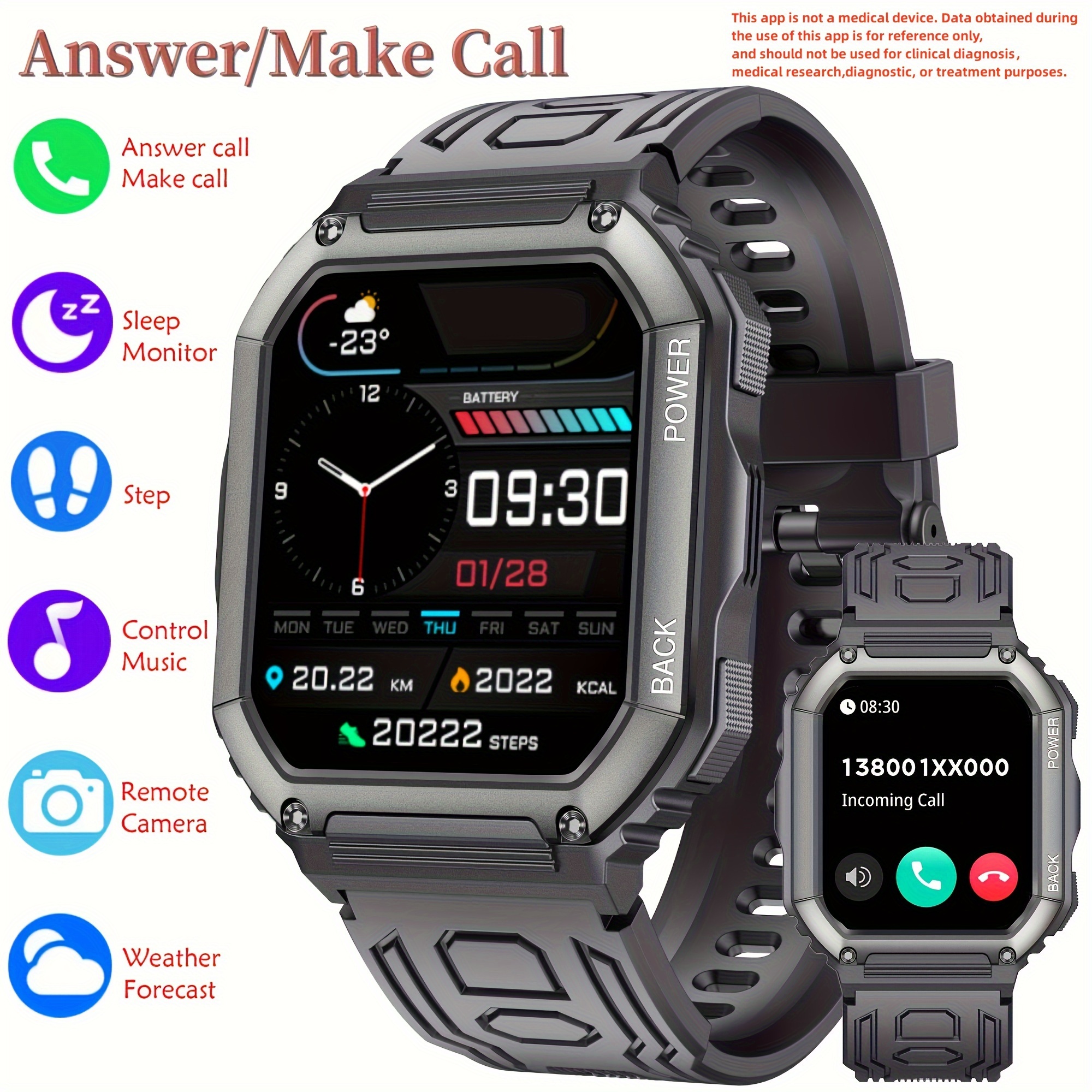  Reloj inteligente para mujer (esfera de recepción de llamadas  Bluetooth), relojes inteligentes para teléfonos Android iOS 1.32 pulgadas  HD Smartwatch con control de voz AI, monitor de sueño de frecuencia  cardíaca
