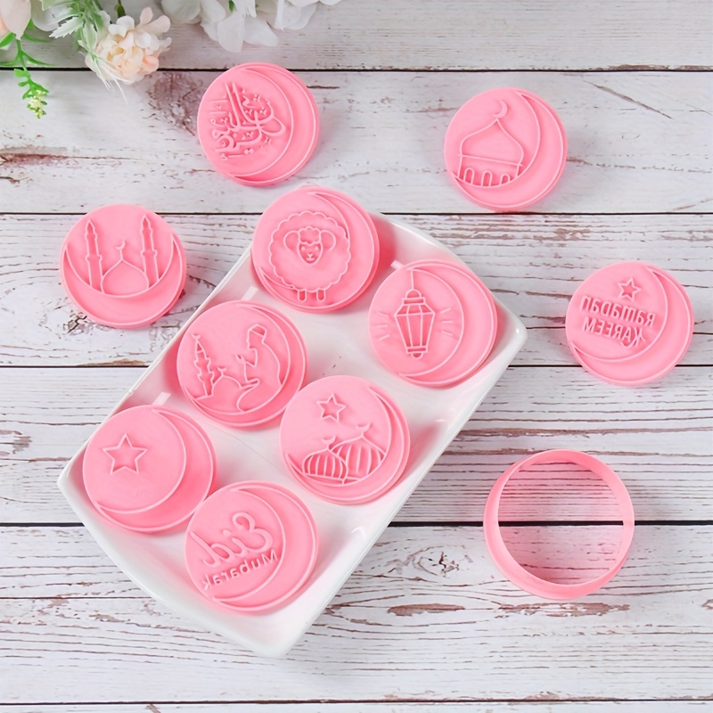 

10pcs Set - Eid , Ramadan , Castle, Moon, Lantern, Star Shapes - Baking Stamps For Home Decoration - No Power Needed - Ideal For Eid Al-fitr Celebrations