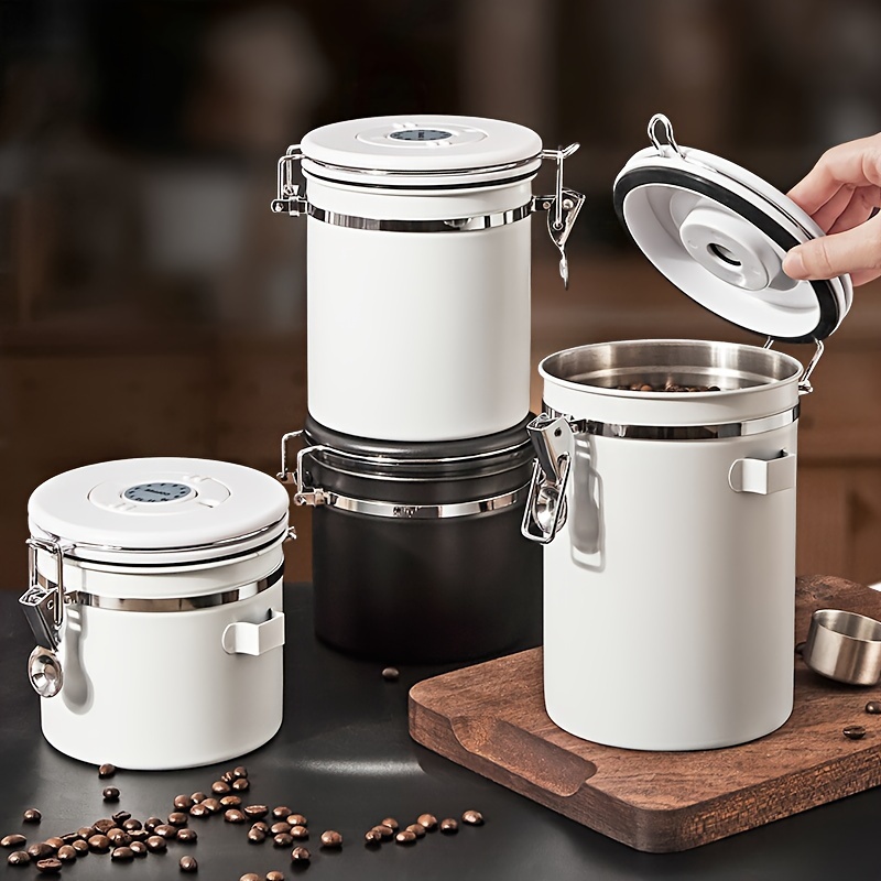 

Stainless Steel Coffee Containers, Coffee Canister For Ground Coffee, Airtight Coffee Container With Measuring Scoop