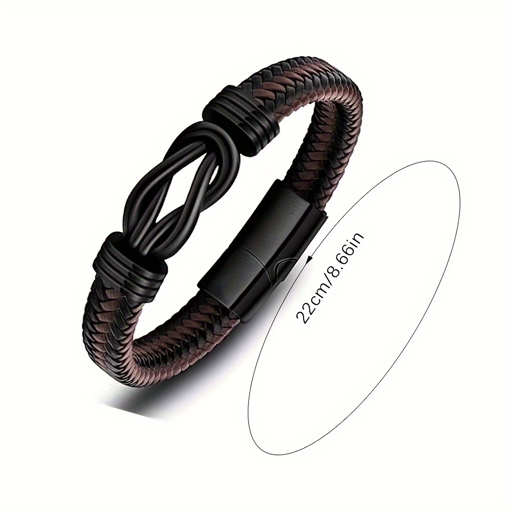 Men's Dark Brown Braided Leather Bracelet, Sentimental Gift