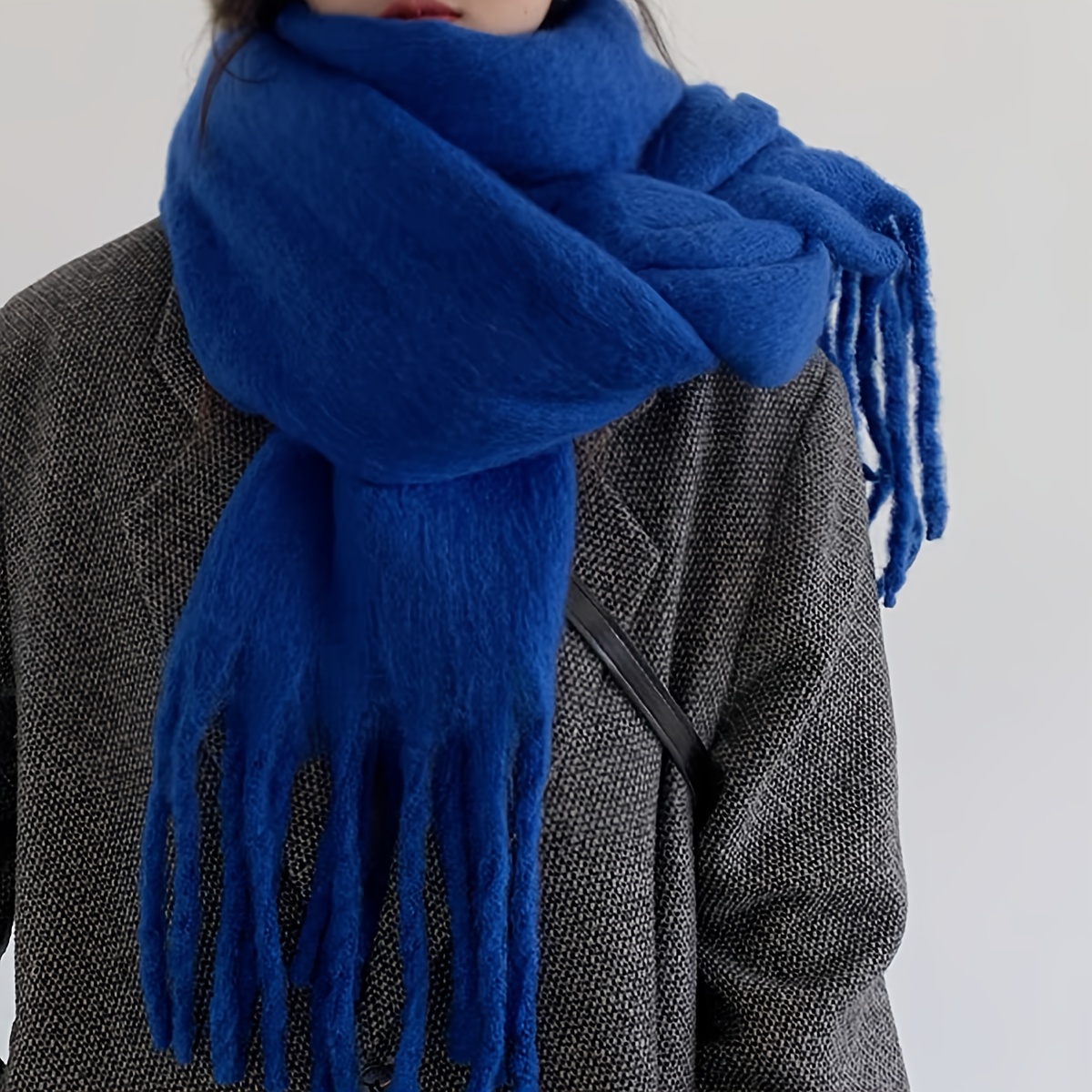 

Solid Color Scarf With Tassels - , Warm & Shawl For Women | Winter Outdoor Activities