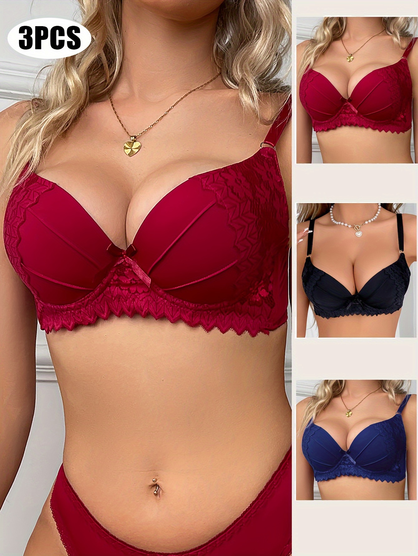 3pcs underwire bra bra womens details 0