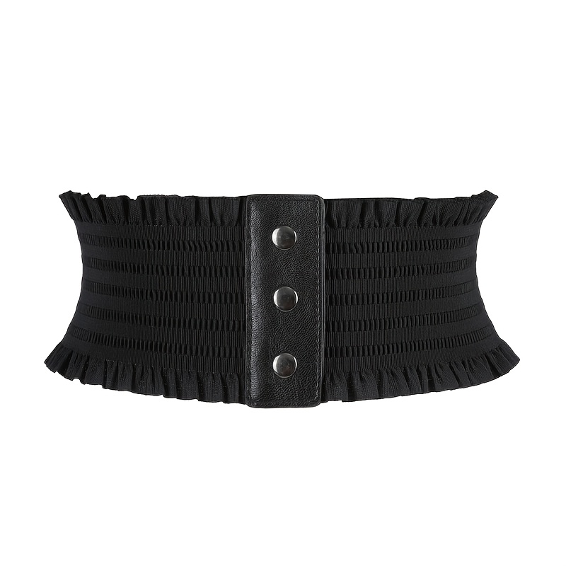 wide black dress belt Black Bowknot Obi Belt Lace Up Tied Knot Corset PU Wide Belts Cinch Wa