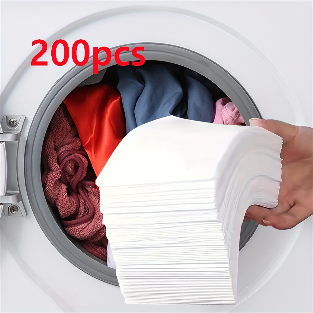 

200pcs White Laundry Paper - Anti-staining, Color Absorption Sheets For Mixed Wash , Washing Machine Accessories