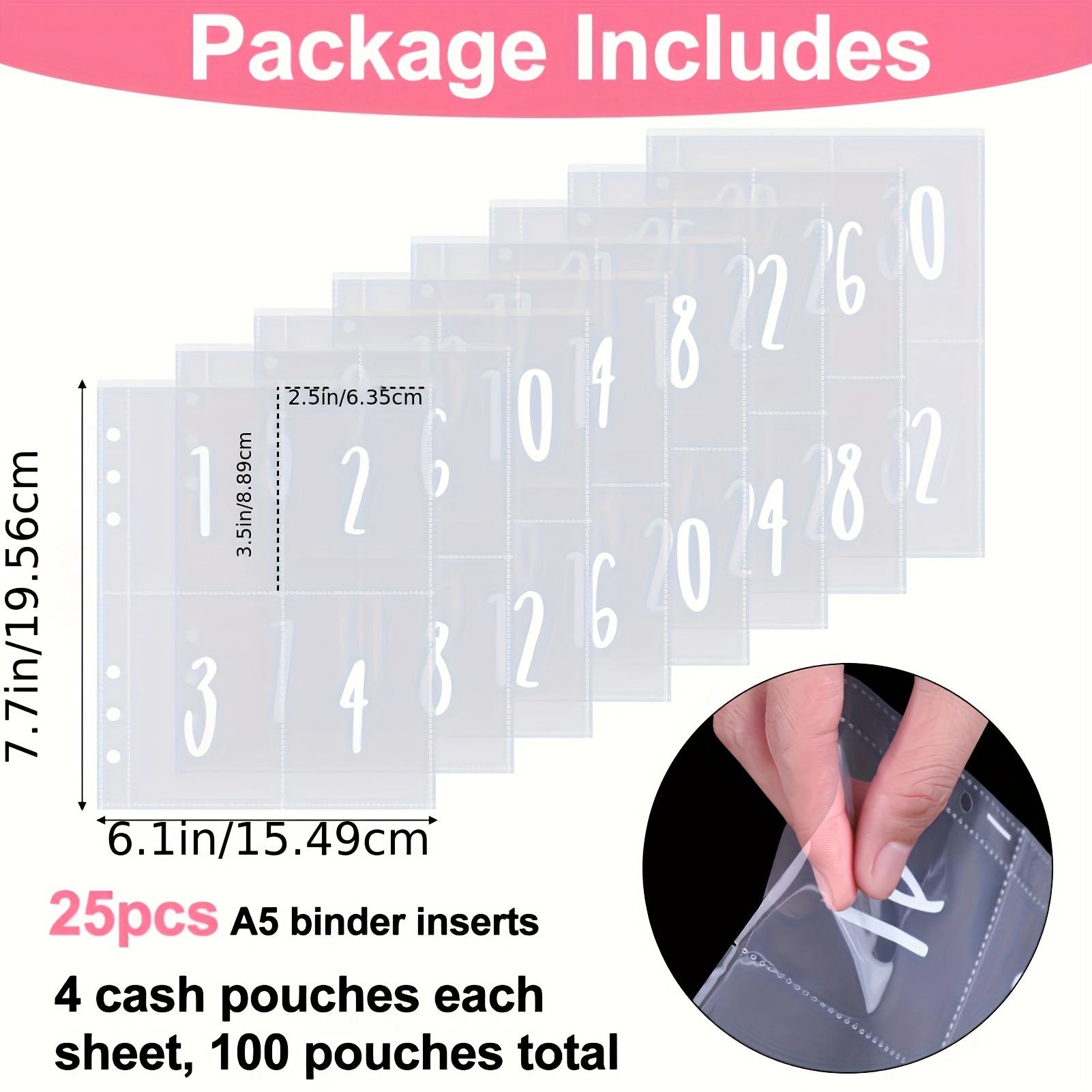 TEMU A5 Money Saving Binder Set - 25 Sheets & Envelopes, Durable Pp Material, Compatible With 52-week Stuffing