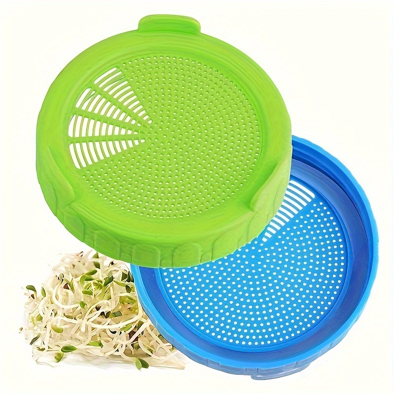 plastic sprouting lids for 86mm wide mouth mason jars 2pcs sprouting strainer lid for canning jars suit for growing broccoli seeds   alfalfa salad sprouts etc details 0